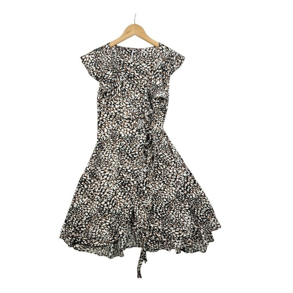 Free People French Quarter Wrap Dress size Large Brown/Black/White
